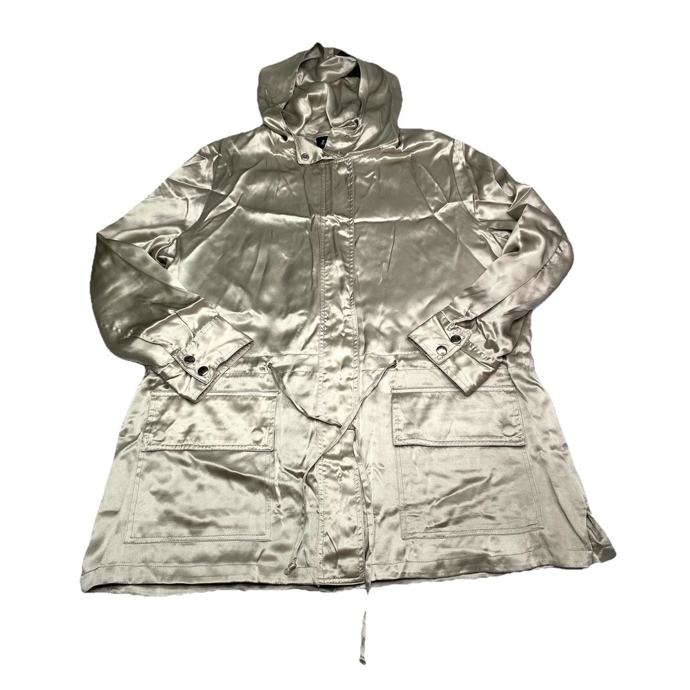 Lynn Ritchie Champagne Satin Hooded Utility Jacket Drawstring Parka Style 5064